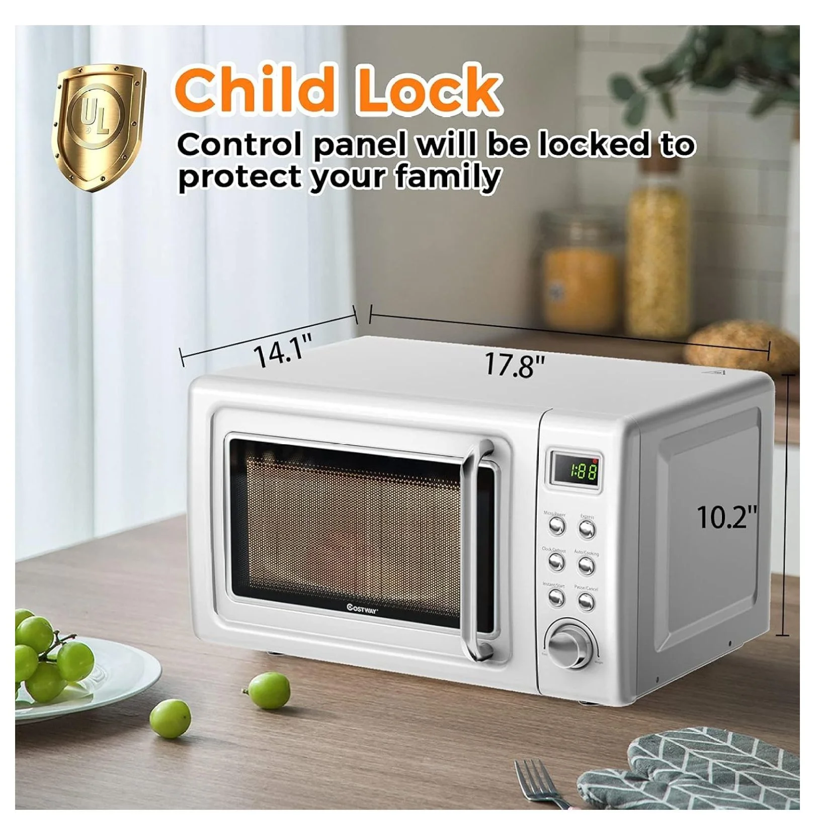 Small Microwave, 0.7Cu.ft 700 Watt Countertop Microwave with 5 Micro Power Defrost & Auto Cooking Function, Stainless Steel Interior, LED Display, Microwave for Kitchen, RV, Dorm ?(White)